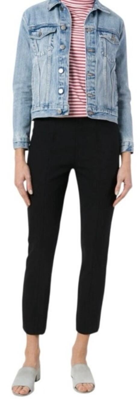 Vince Black Stretch Seamed Straight Leg Ankle Pants, Women's Size XL